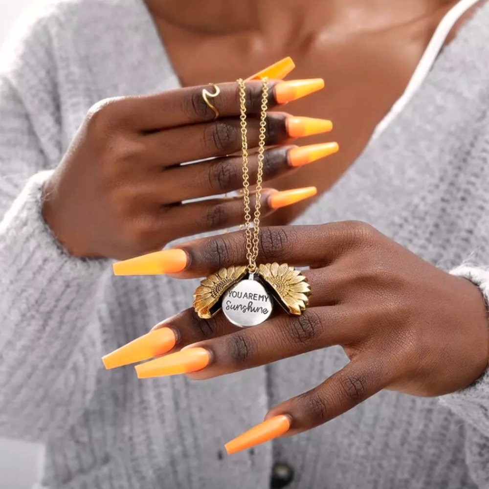 “You Are My Sunshine” Sunflower Message Necklace - Picture 4 of 8